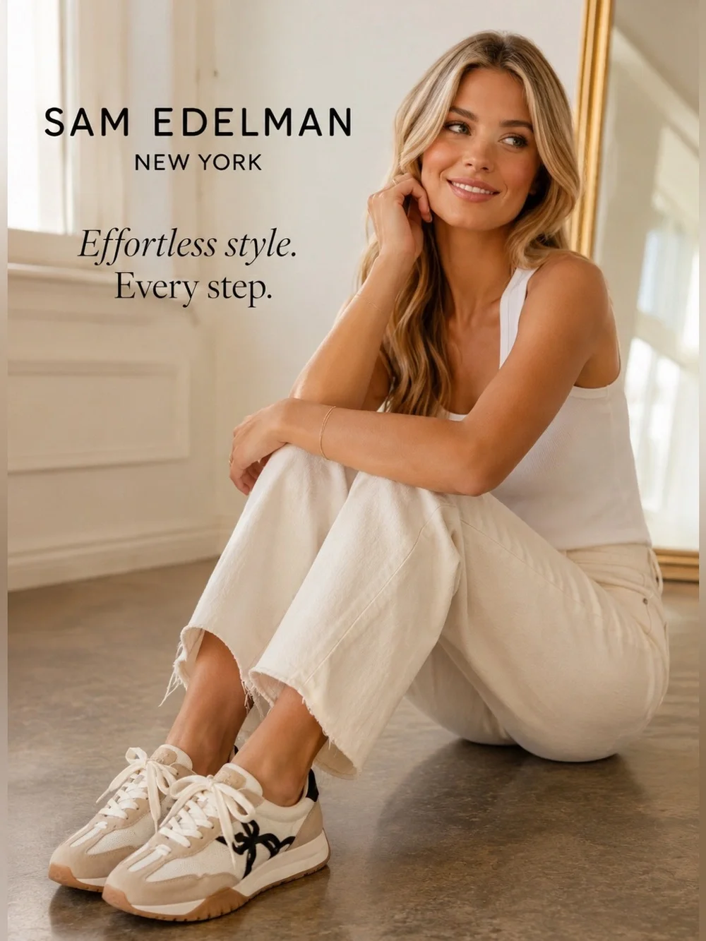 Like New ~ Sam Edelman Cream Logo Sneakers ~ Size 10